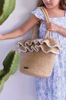 Korb - Beige Rüschenbast