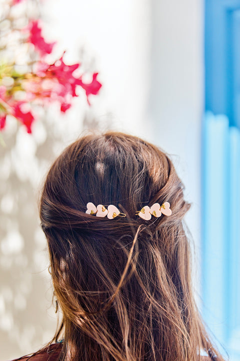Ferma capelli - Rosa pallido cuore Oro - Image principale