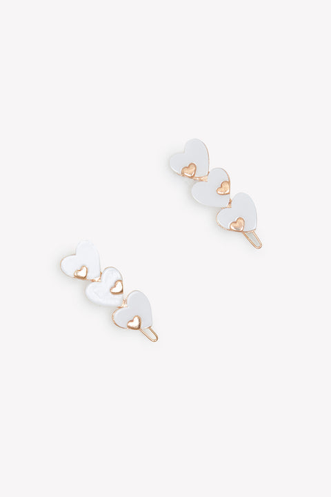 Hair slide - Ecru heart Golden - Image principale