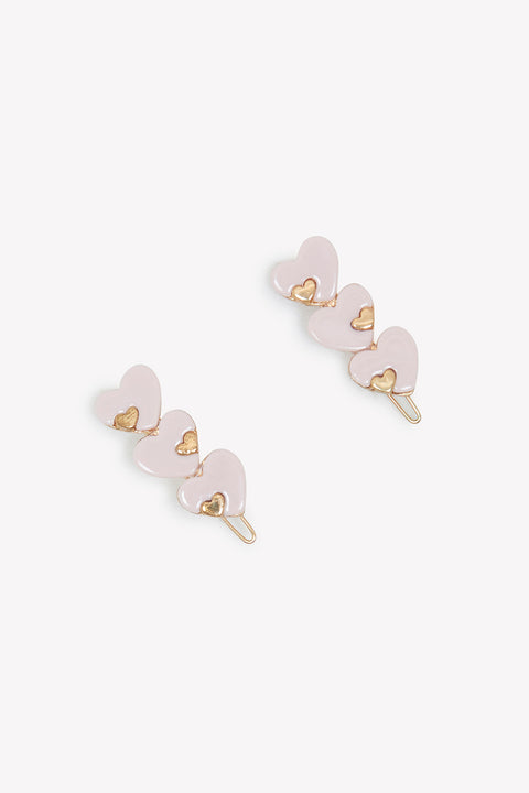 Hair slide - Pale pink heart Golden - Image principale