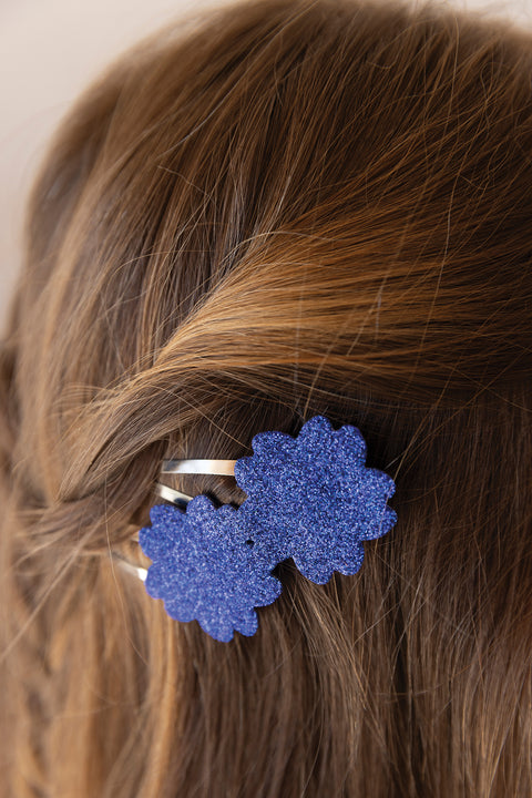 Barrettes - Bleu électrique paillettes - Image principale