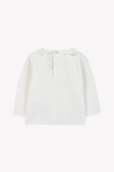 Sous-pull - Ecru coton col volanté - Image principale
