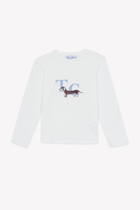T-shirt - Ecru cotton Print dog - Image principale