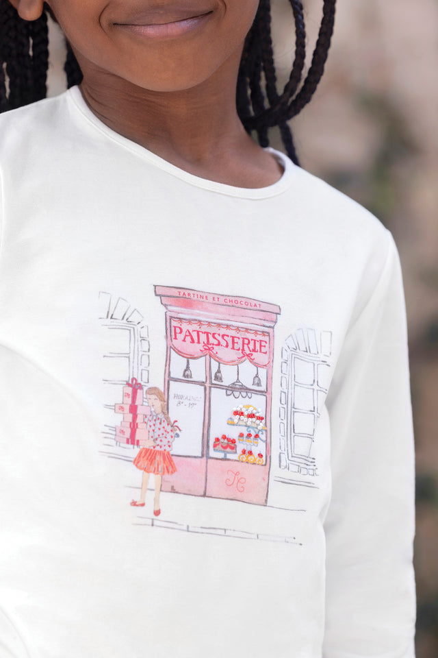 T-shirt - Ecru cotton Round neck - Image principale