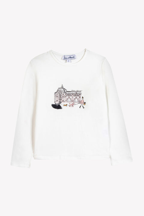 T-shirt - Blush katoen ronde kraag - Image principale