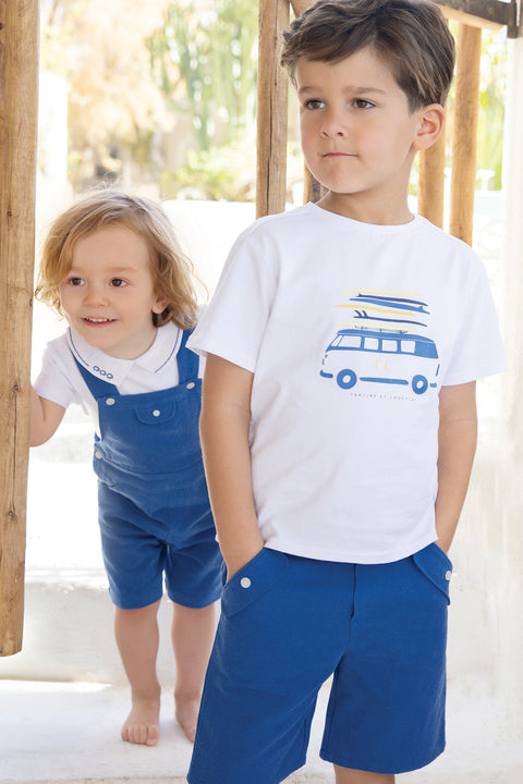 T-shirt - Blanc coton imprimé surf - Image principale