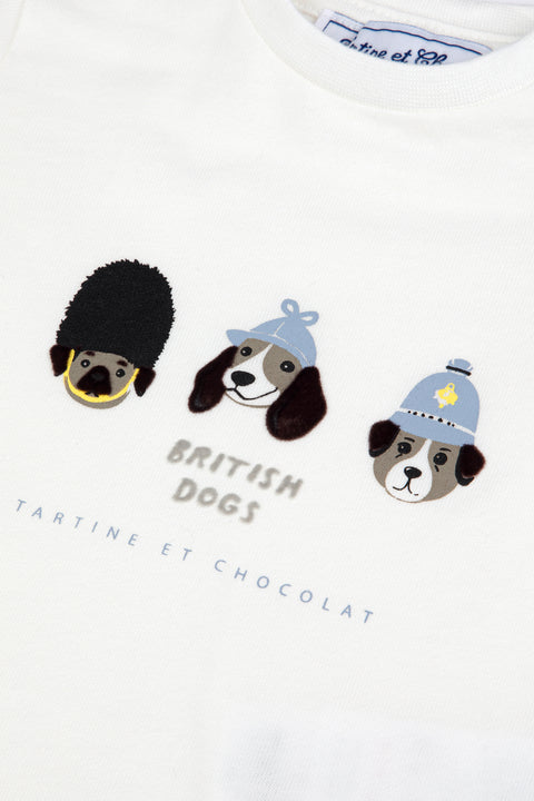 Camiseta - Azul horizonte de algodon Estampado perros británicos - Image principale