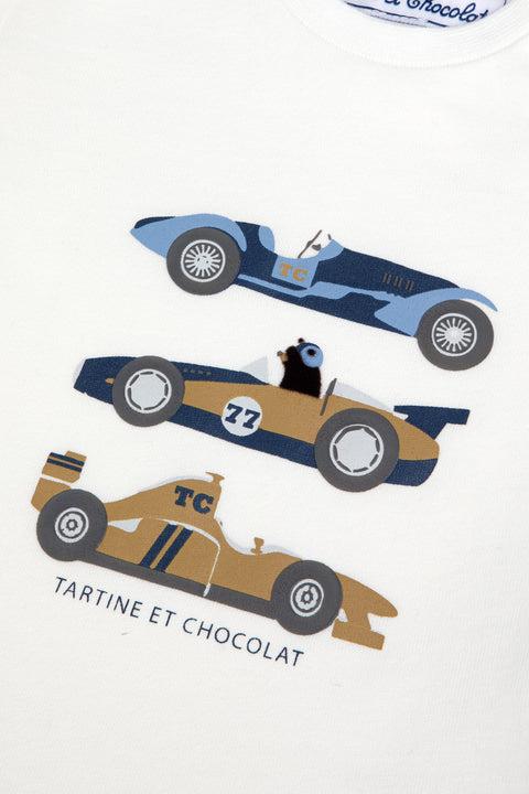 Camiseta - mostaza de algodón Estampado carros - Image principale