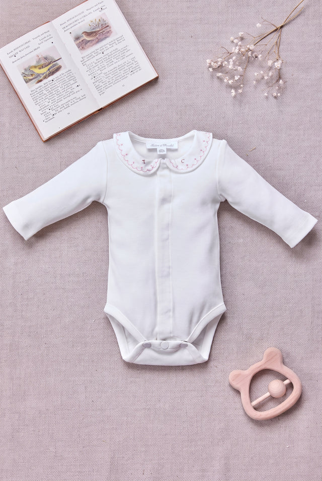 Body - Beige Baumwolle Kragen Gestickt - Image principale