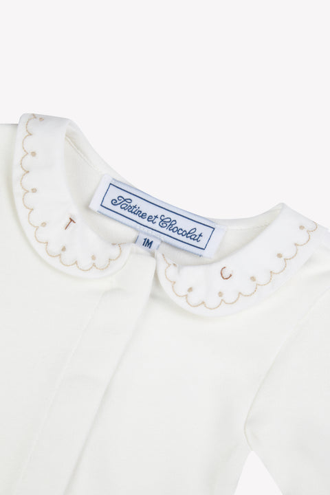 Body - Beige coton col brodé - Image principale