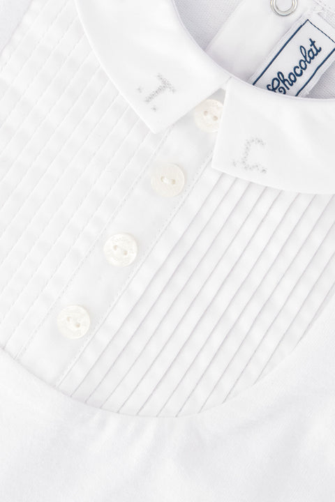 Body - White cotton Pointed collar Pleats religious - Image principale