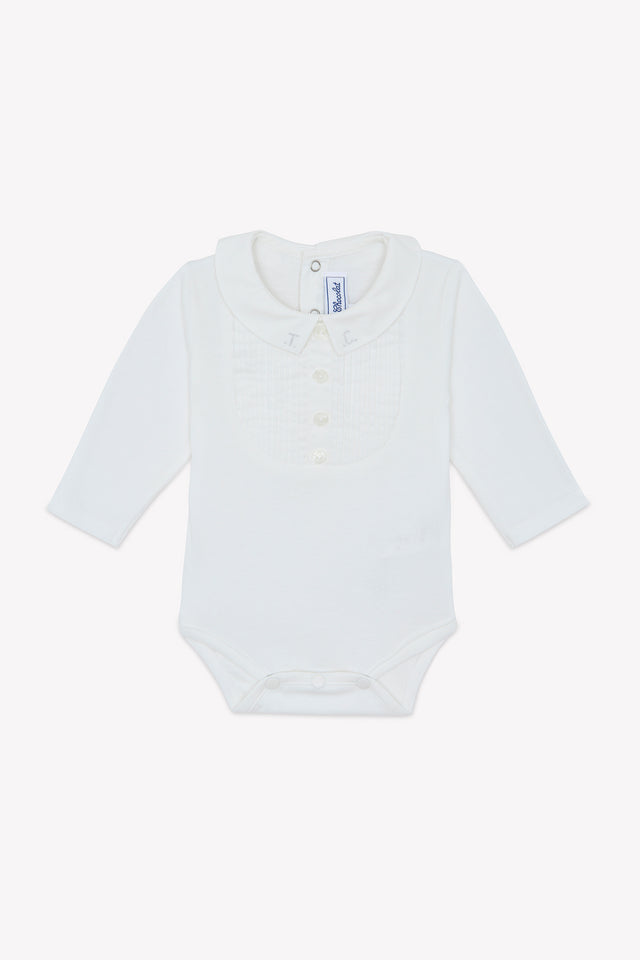 Body - Ecru cotton Pointed collar Pleats religious - Image principale