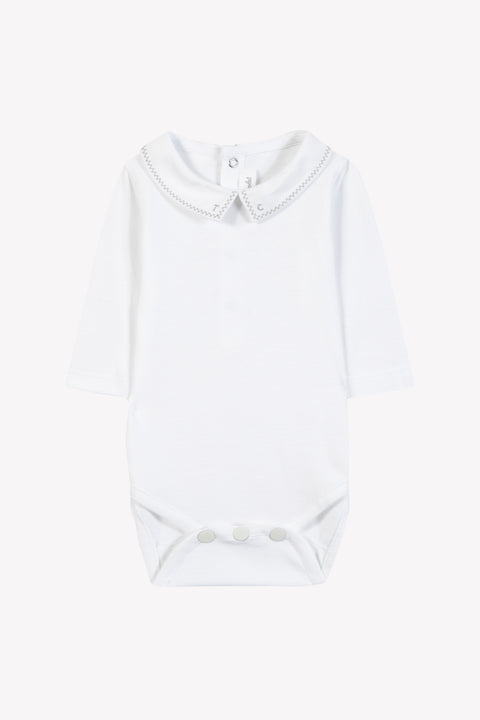 Body - Blanco algodon Cuello plano Bordado gris - Image principale