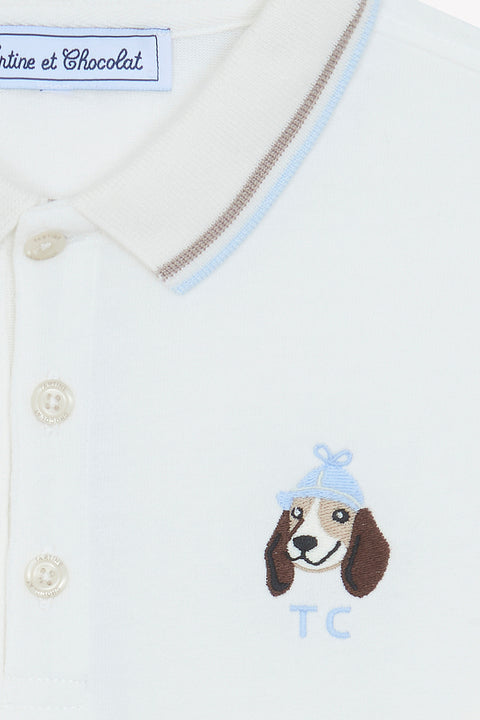 Polo - Ecru coton broderie chien - Image principale