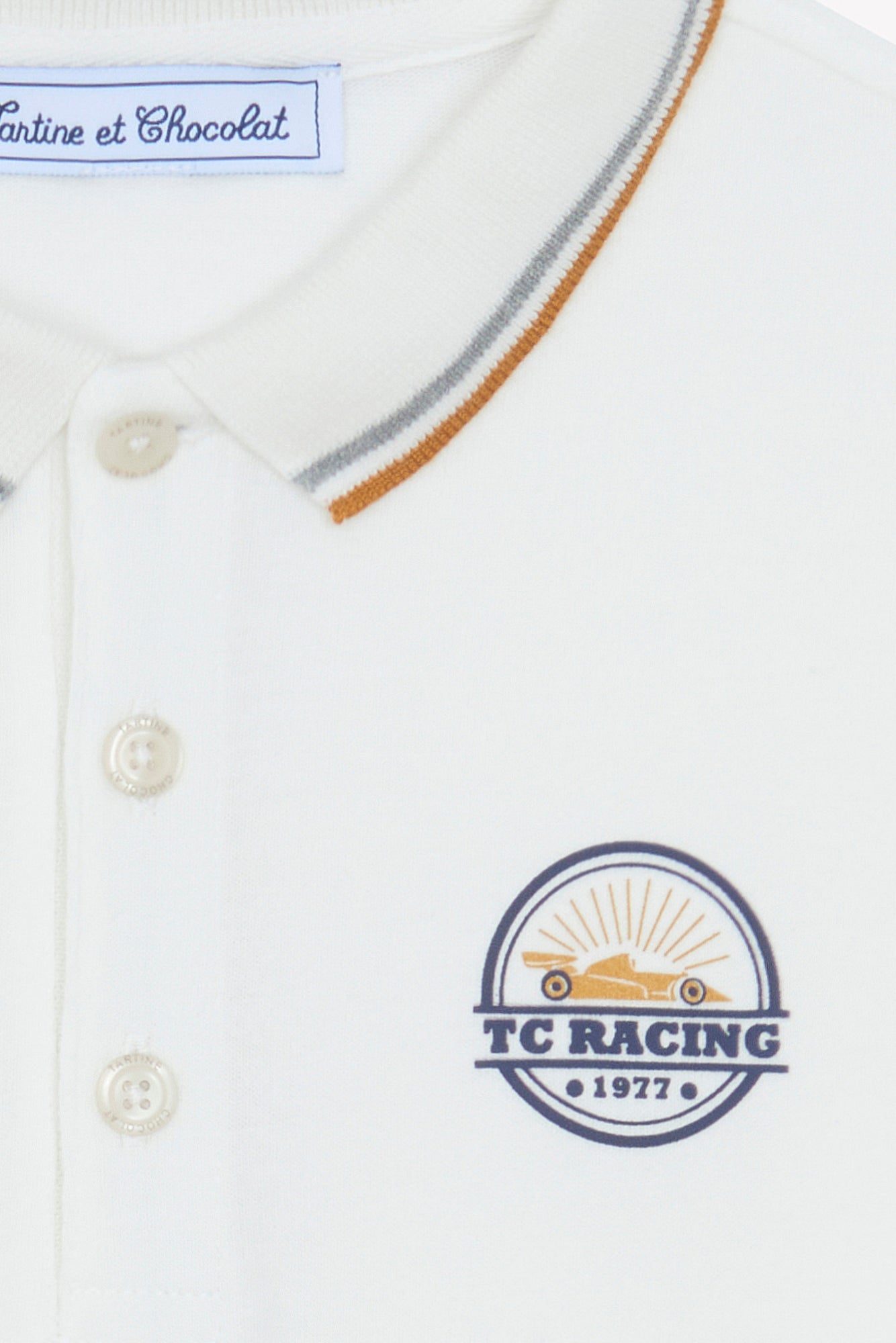 Polo - Gris chiné coton broderie TC racing