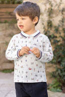 Polo - Bordeaux col pointu motifs