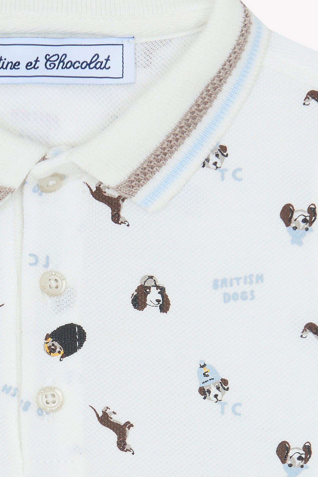 Polo - Ecru col pointu motifs