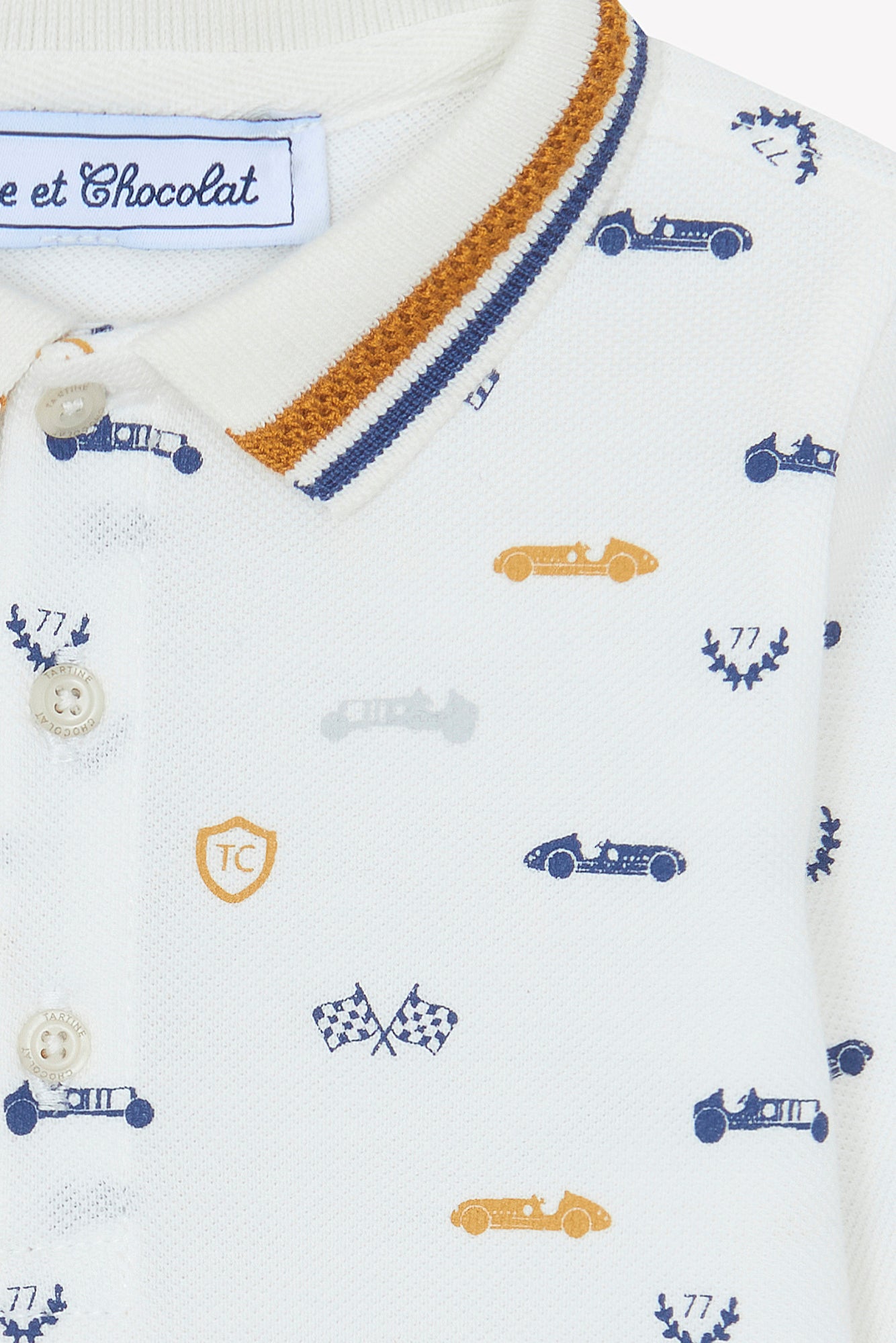 Polo - Moutarde col pointu motifs