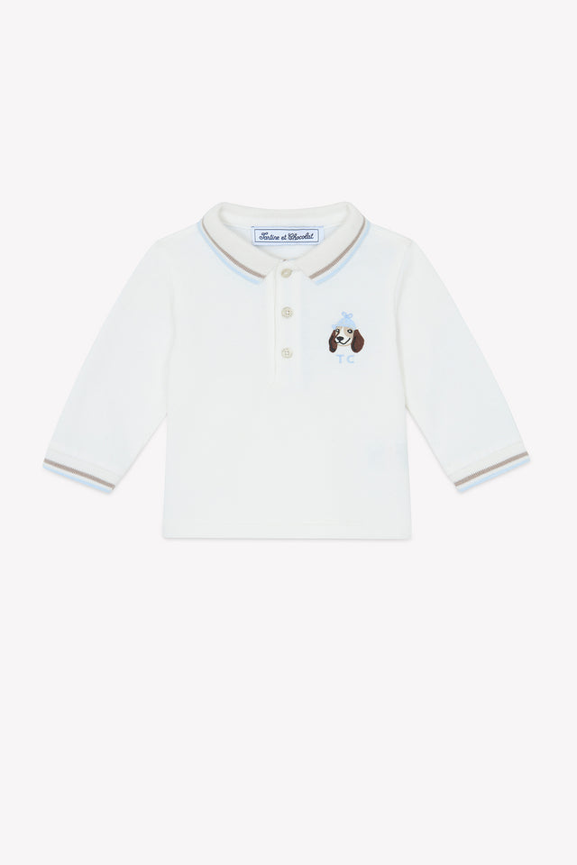 Polo - Ecru coton broderie chien - Image principale