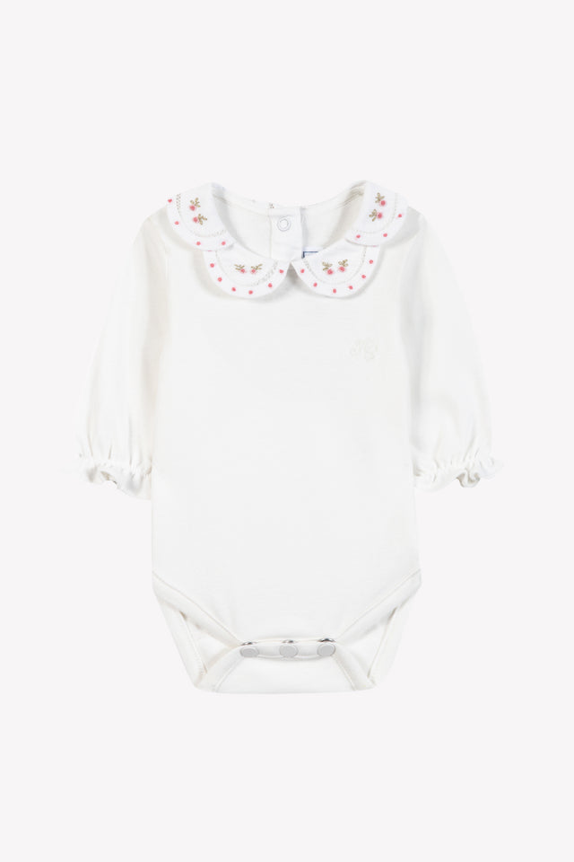 Body - Cotton blush Peter pan collar Scalloped flowery - Image principale