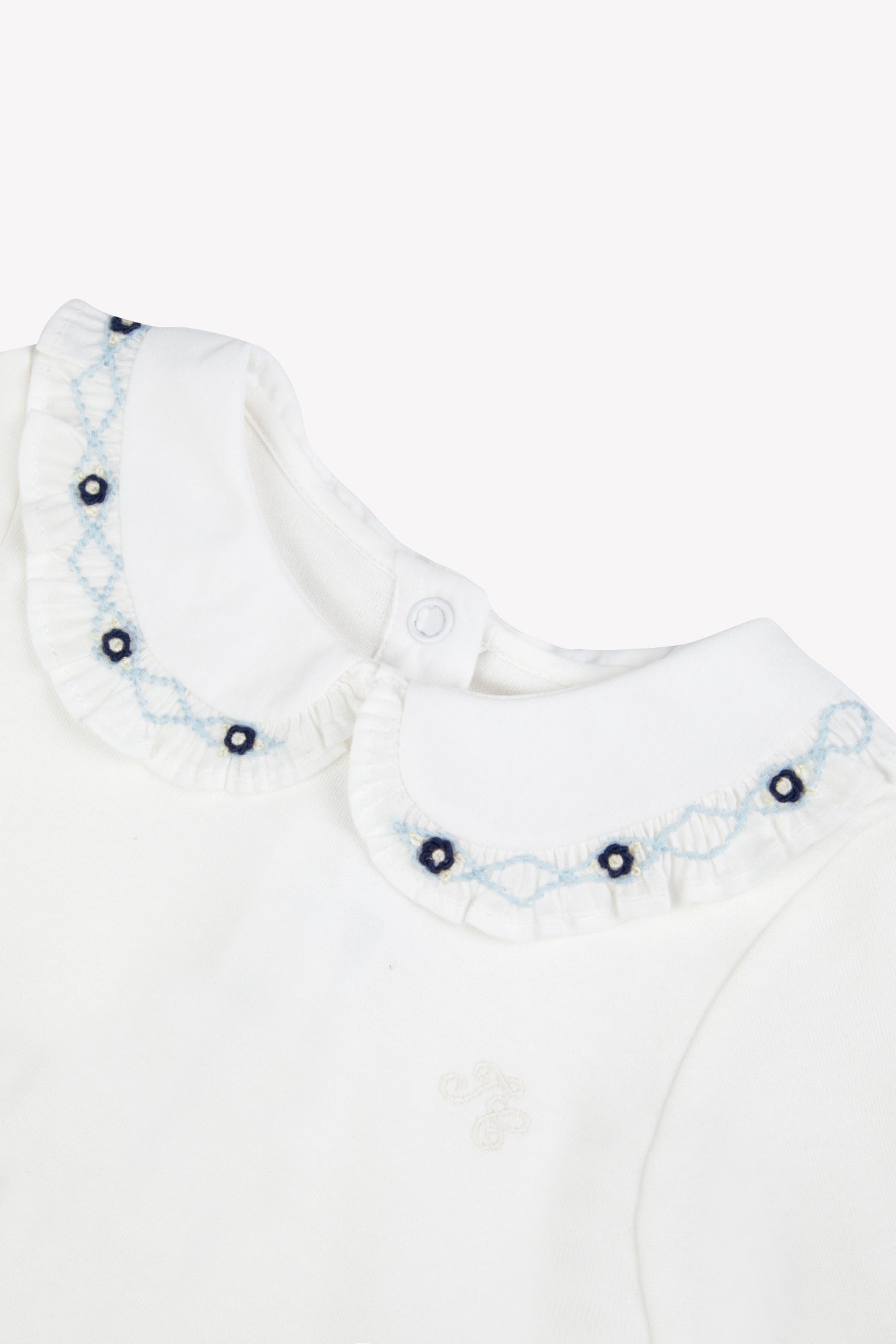 Body - Cotton cloud Ruffled collar blue flowers
