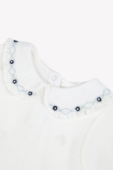 Body - Cotton cloud Ruffled collar blue flowers - Image principale