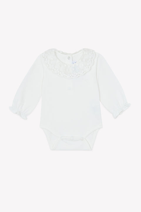 Body - Ecru cotton Ruffled collar Scalloped - Image principale