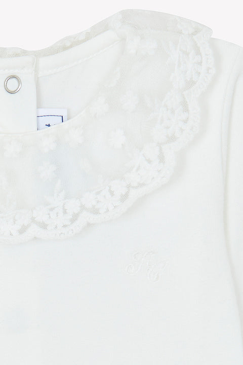 Body - Ecru cotton Ruffled collar Scalloped - Image principale