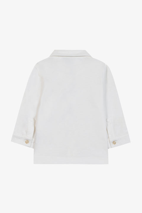 Chemise - Blanc coton col pointu broderie - Image principale