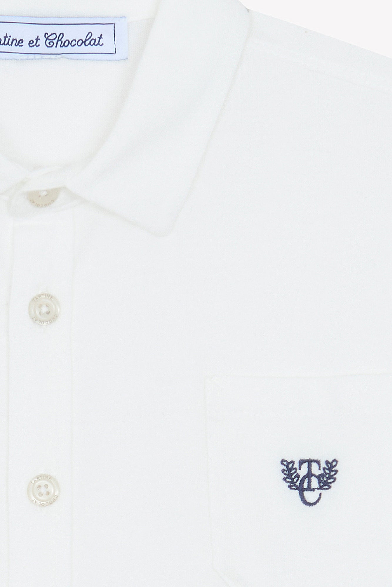 Chemise - Ecru coton col pointu broderie