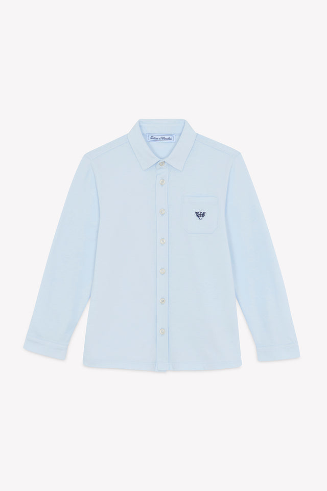 Shirt - Cotton sky Pointed collar Embrodery - Image principale