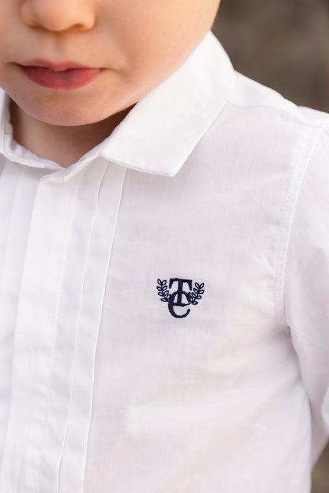Shirt - White cotton Pointed collar Pleats religious - Image principale