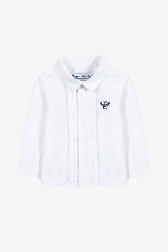 Shirt - White cotton Pointed collar Pleats religious - Image principale