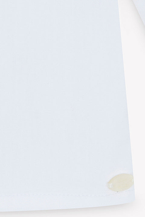 Blouse - Blanc coton col cheminé montant - Image principale