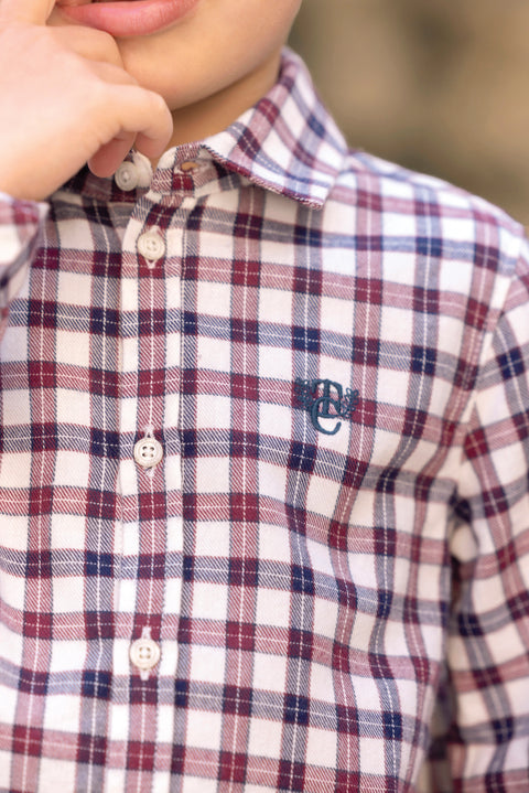 Shirt - Ecru cotton Check - Image principale