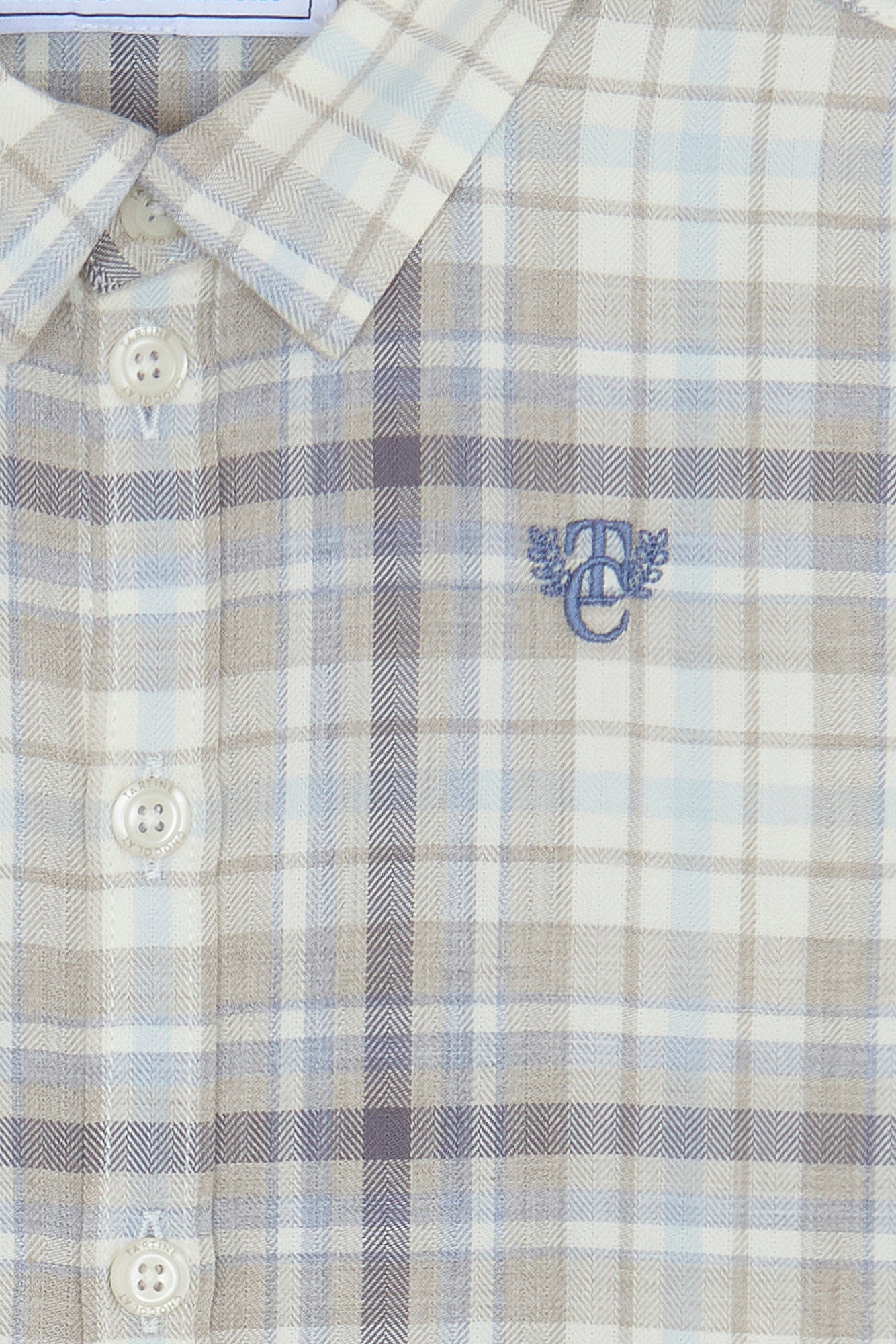 Chemise - Moka coton carreaux broderie