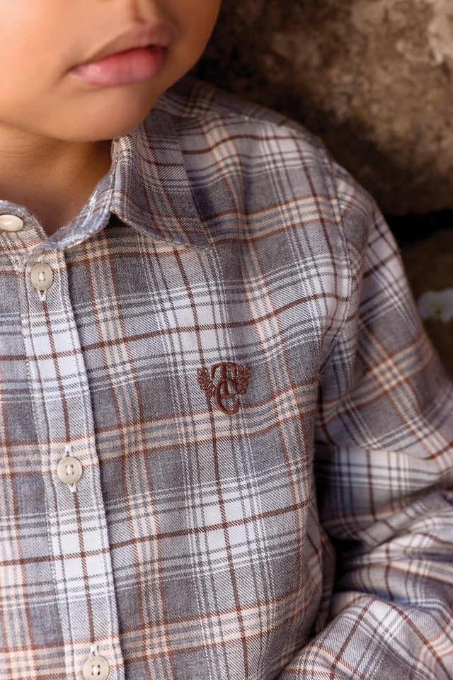 Shirt - Grey medium cotton Check - Image principale
