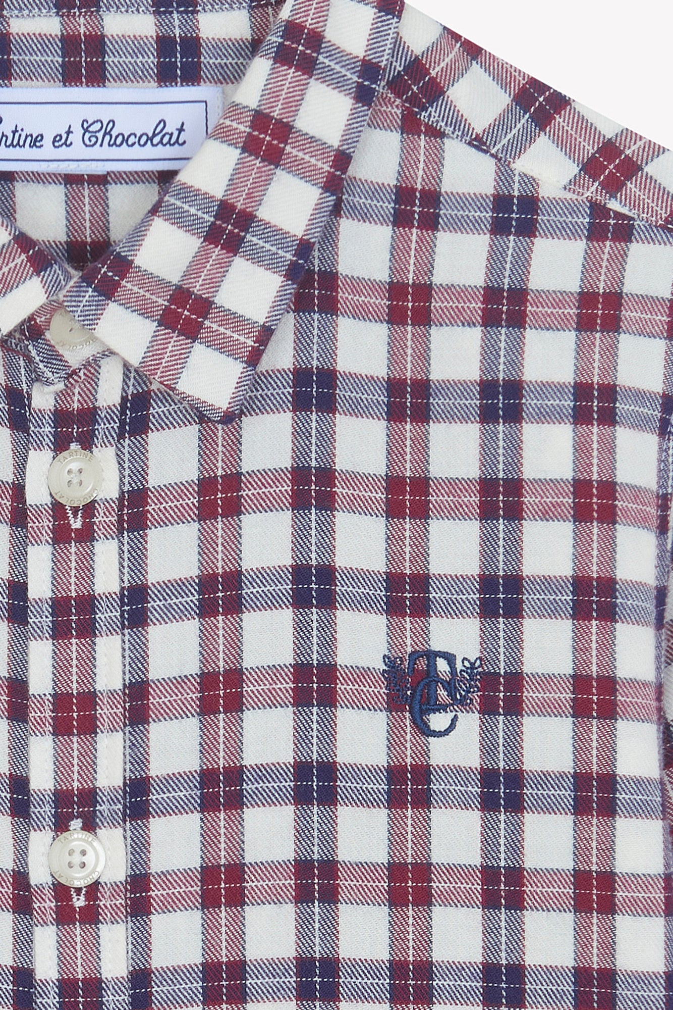 Camisa - Marfil algodon Cuadros