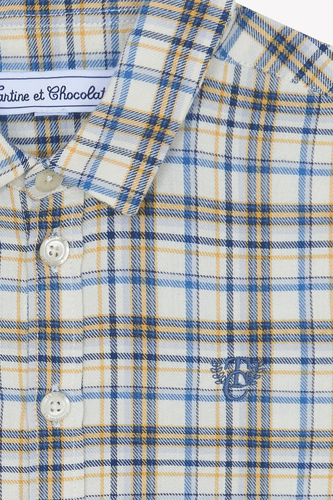 Camicia - Madreperla cotone Ricamo Scacchi - Image principale