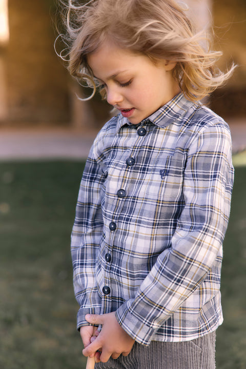 Shirt - Blue cotton Check Buttons - Image principale