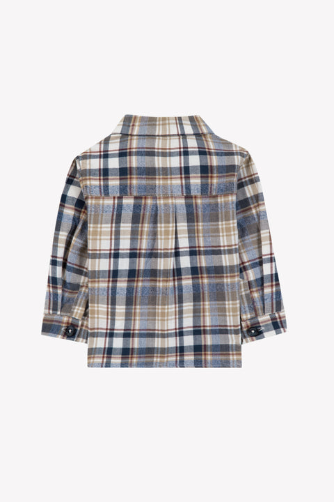 Shirt - Burgundy cotton Check Buttons - Image principale