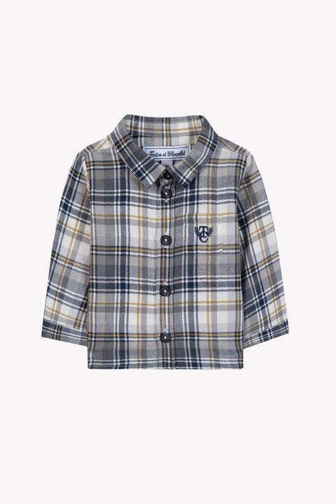 Shirt - Blue cotton Check Buttons - Image principale