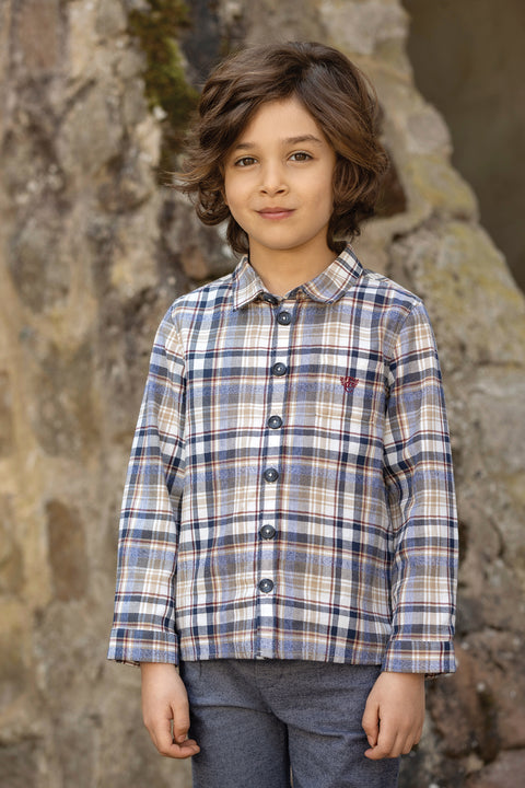 Shirt - Burgundy cotton Check - Image principale
