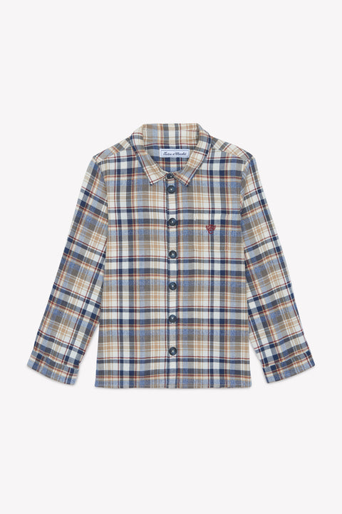 Shirt - Burgunderrote Baumwolle Karo - Image principale