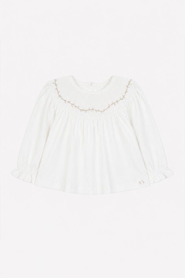Blouse - Ecru à smocks - Image principale