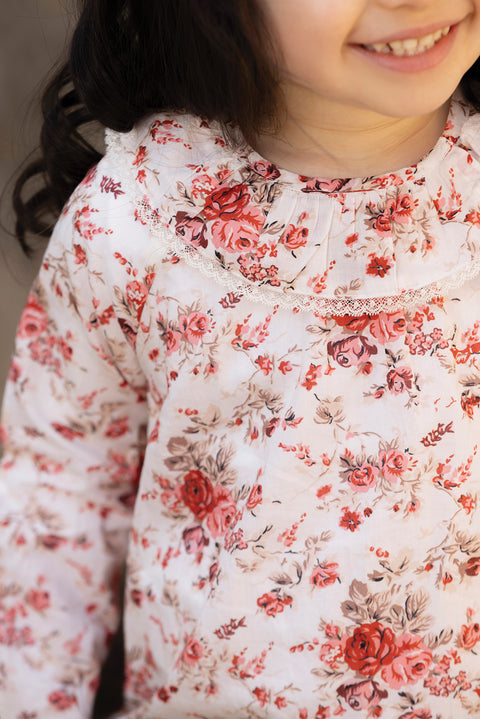 Blouse - Rose coton imprimé fleuri - Image principale