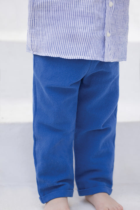 Pantalon - Bleu coton lin - Image principale