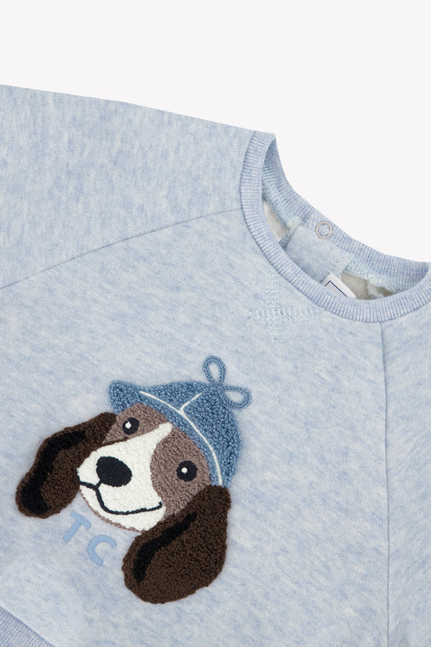 Maglia - Blu cotone con stampa cane orizzonte - Image principale