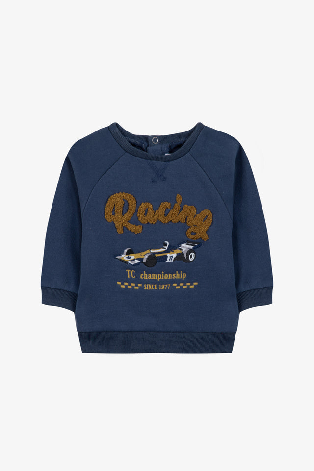 Sweater - Indigo cotton Print racing car - Image principale