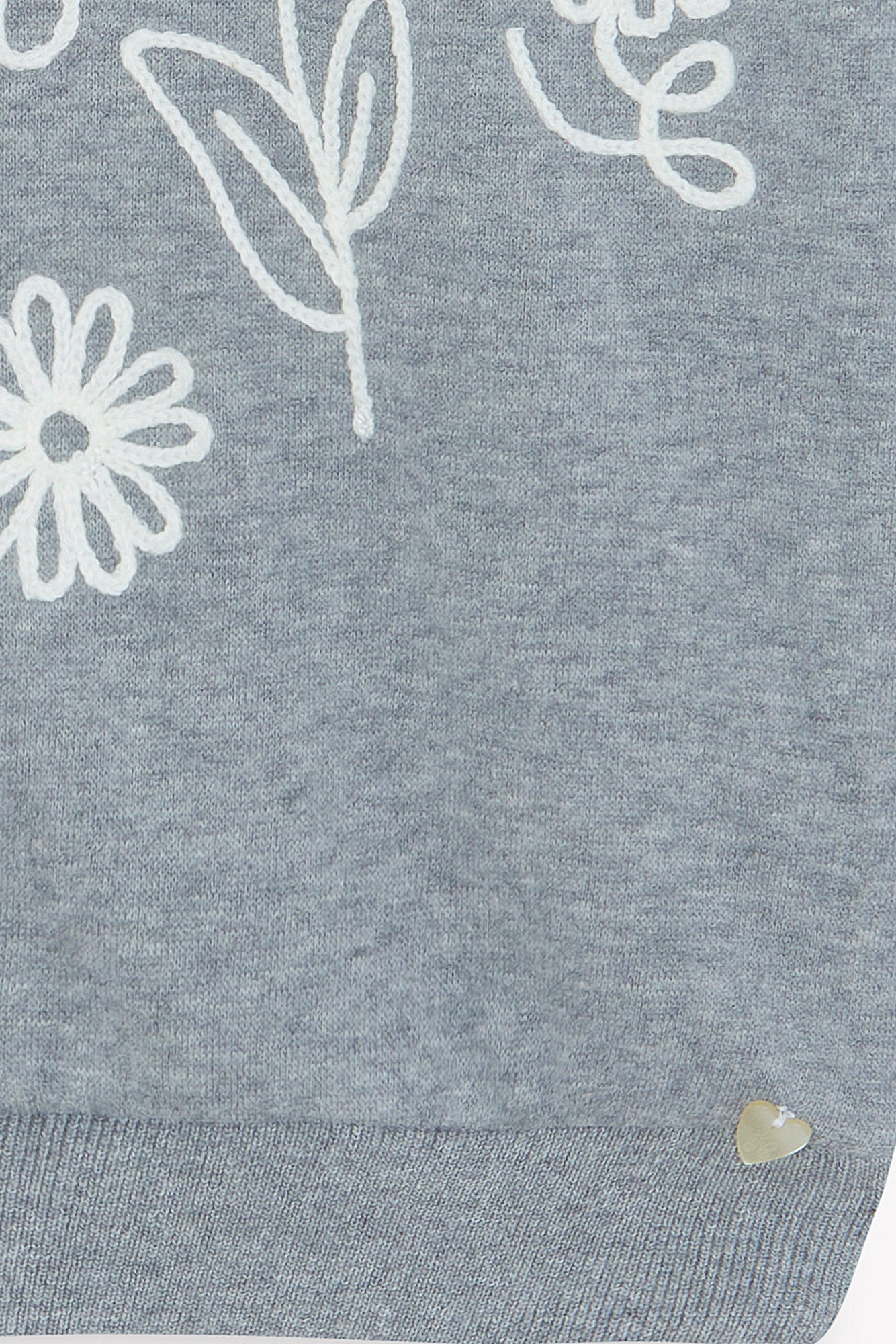 Felpa - Grigio fiori ricamati in cotone erica